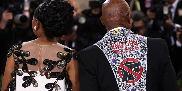 New York City Mayor Eric Adams and guest arrive at the In America: An Anthology of Fashion themed Met Gala at the Metropolitan Museum of Art in New York City, New York, U.S., May 2, 2022.
