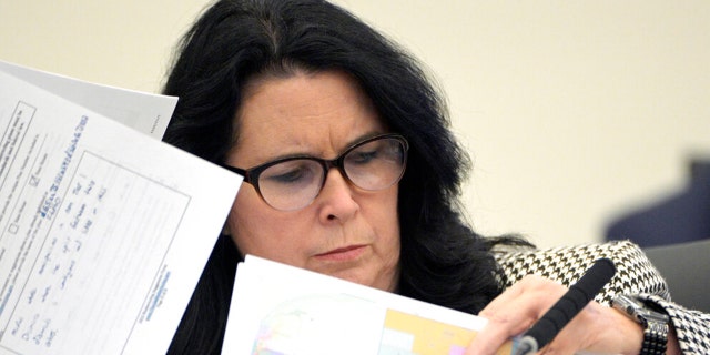 FILE: State Senator Kelli Stargel reviews redistricting maps during a Senate Committee on Redistribution hearing on January 13, 2022 in Tallahassee, Florida.