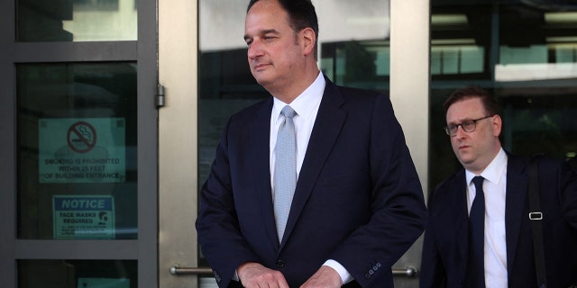 Attorney Michael Sussmann departs the U.S. Federal Courthouse after opening arguments in his trial in Washington, D.C. 