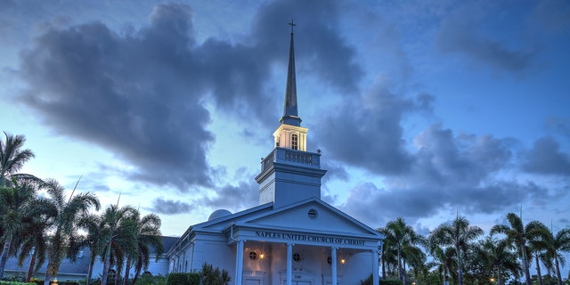 Night over the Naples United Church of Christ in Naples, Florida, on Aug. 10, 2018.