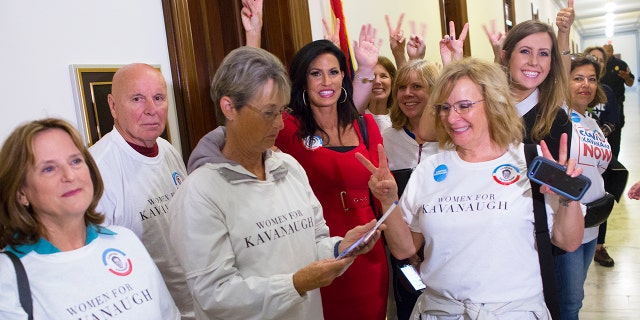 Penny Nance of Concerned Women for America leads a group of women supporting Brett Kavanaugh's nomination to the Supreme Court on October 5, 2018 in Washington, D.C.