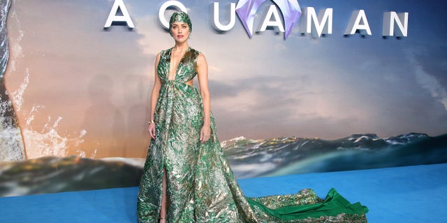 Amber Heard attends the World Premiere of "Aquaman" at Cineworld Leicester Square in November 2018 in London, England. She plays the role as "Mera" in the original movie and its sequel.