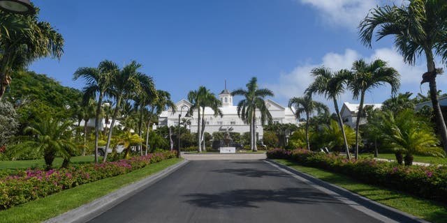 Entrance to the Sandals resort during the second round of the Korn Ferry Tour's The Bahamas Great Exuma Classic at Sandals Emerald Bay golf course on January 13, 2020, in Great Exuma, Bahamas.