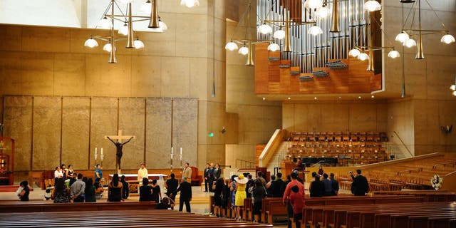 Inside Cathedral of Our Lady of the Angels in Los Angeles on July 10, 2016l in Los Angeles, California, United States.