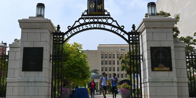 WASHINGTON, DC - SEPTEMBER 5: George Washington University students pass through campus on Thursday, September 5, 2019. (Photo by Toni L. Sandys/The Washington Post via Getty Images)