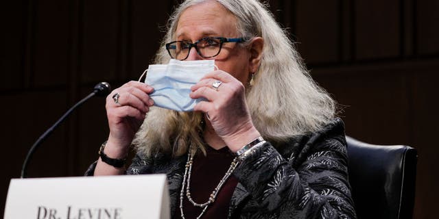 Assistant Health Secretary Rachel Levine testifies at a confirmation hearing before the Senate Health, Education, Labor, and Pensions Committee Feb. 25, 2021, on Capitol Hill in Washington, D.C.