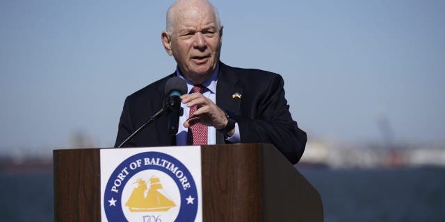 Senator Ben Cardin, a Democrat from Maryland, speaks during a news conference on the sidelines of the Dialogue on the Future of Atlantic Trade event at the Port of Baltimore in Baltimore, Maryland, U.S., on Monday, March 21, 2022.