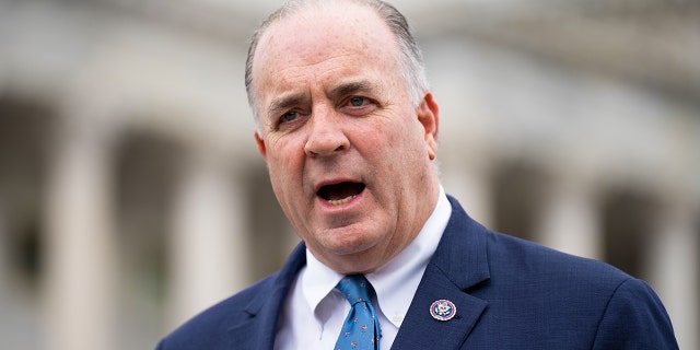 Rep. Dan Kildee, D-Mich., speaks during a news conference outside the Capitol March 31, 2022.