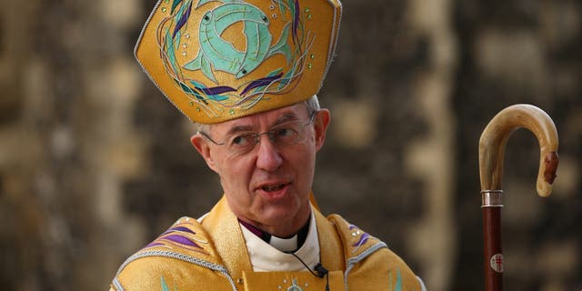 Archbishop of Canterbury Justin Welby before delivering his Easter sermon on April 17, 2022, in Canterbury, England.