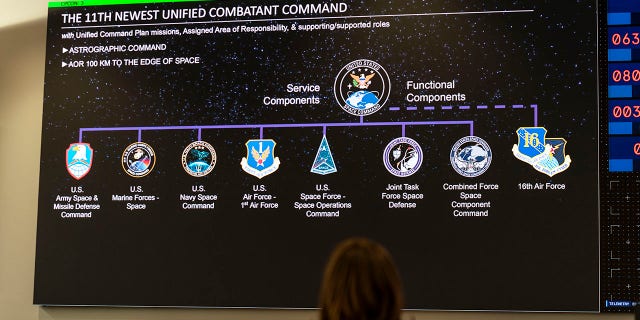 Vice President Kamala Harris received an unclassified briefing in the Command Space Operations Center at Vandenberg Space Force Base on April 18, 2022, in California.