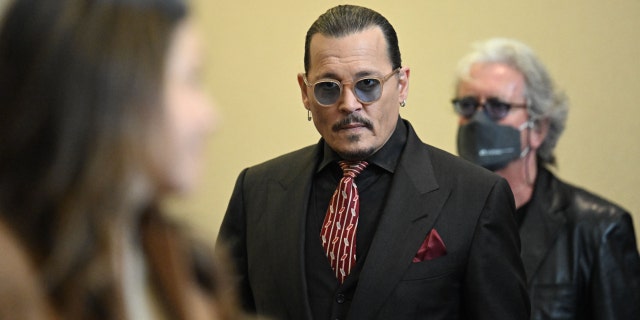 Johnny Depp looks on in the courtroom at the Fairfax County Circuit Court in Fairfax, Virginia, on May 3, 2022.