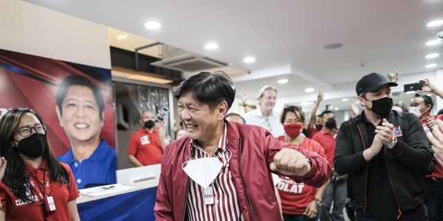 Ferdinand Marcos Jr. arrives at his campaign headquarters in Mandaluyong City, Manila, the Philippines, on Monday, May 9, 2022. (Veejay Villafranca/Bloomberg via Getty Images)
