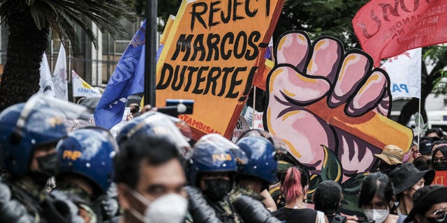 A protest outside the Election Commission office in Manila, the Philippines, May 10, 2022.