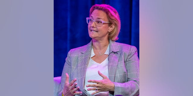 L.A. mayoral candidate Gina Viola speaks on homelessness at KCRW studios on Friday, May 20, 2022, in Santa Monica, California.