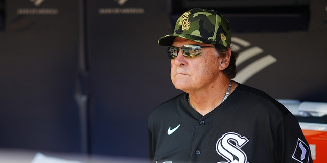 Manager Tony La Russa # 22 of the Chicago White Sox looks on prior to the game between the Chicago White Sox and the New York Yankees at Yankee Stadium on Sunday, May 22, 2022 in New York, New York. 