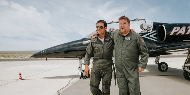 James Corden was happy to be back on the ground after Tom Cruise flights for "탑 건: Maverick" stunts.