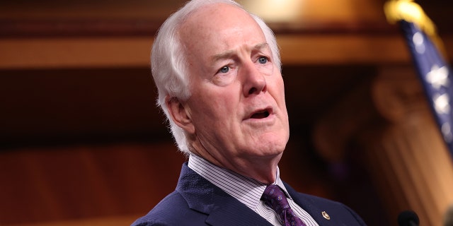 Sen. John Cornyn (R-Texas) speaks on a proposed Democratic tax plan, at the U.S. Capitol on August 04, 2021 in Washington, DC. 