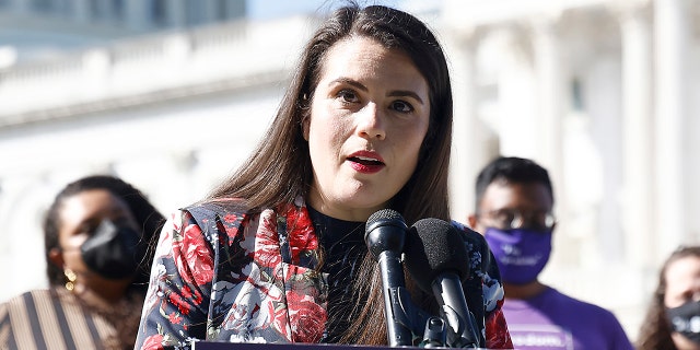 Sheila Katz, CEO, National Council of Jewish Women, speaks at an event outside of the U.S Capitol Building on September 29, 2021 in Washington, DC.