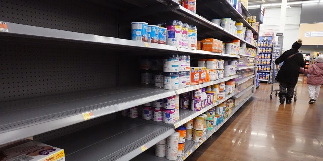 In this image, limited supplies of baby formula are offered for sale at a big box store on Jan. 13, 2022 in Chicago.