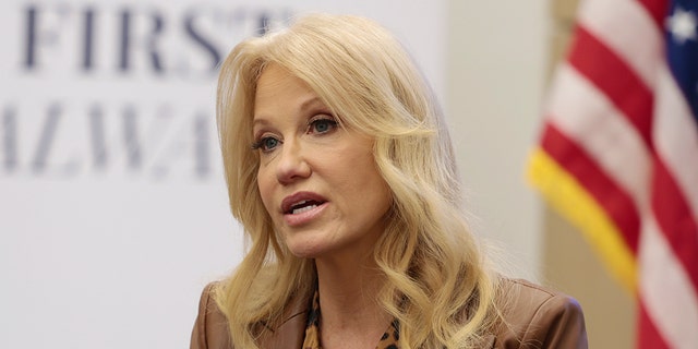 Kellyanne Conway, senior White House adviser to former President Trump, speaks at an education event at the America First Policy Institute on Jan. 28, 2022 in Washington, DC.