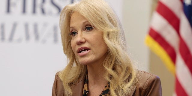 Kellyanne Conway, a White House senior advisor to former President Trump speaks during an event on education at the America First Policy Institute on January 28, 2022 in Washington, DC.