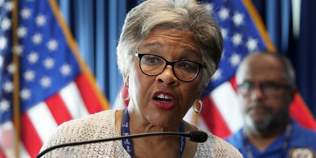  U.S. Rep. Joyce Beatty (D-OH), Chair of Congressional Black Caucus (CBC), speaks during a news briefing at the 2022 House Democratic Caucus Issues Conference March 10, 2022