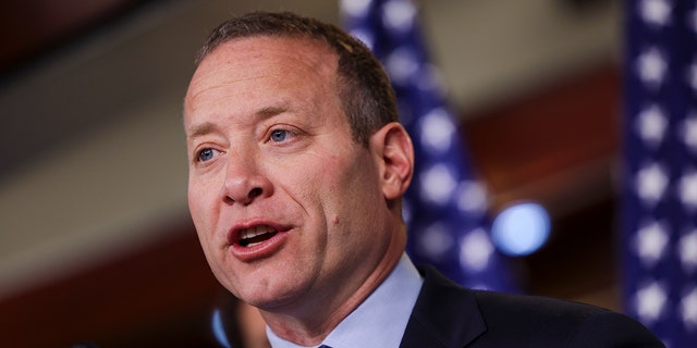 Rep. Josh Gottheimer, D-N.J., speaks on Iran negotiations at a news conference on Capitol Hill in Washington, D.C., on April 6, 2022.