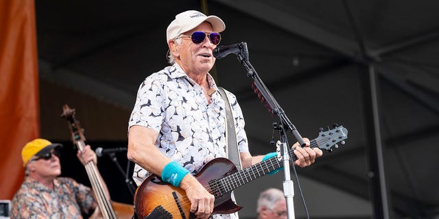 Jimmy Buffett performs during 2022 New Orleans Jazz & Heritage Festival at Fair Grounds Race Course on May 8, 2022, in New Orleans, Louisiana. 