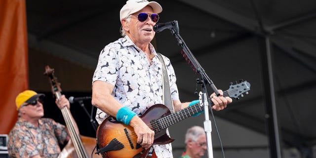 Jimmy Buffett performs during 2022 New Orleans Jazz & Heritage Festival at Fair Grounds Race Course on May 8, 2022, in New Orleans, Louisiana.