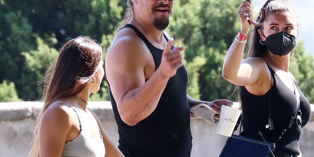 Jason Momoa is seen during the Fast and Furious 10 shooting on May 13, 2022 in Rome, Italy.