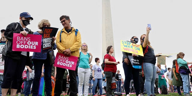 Abortion rights activists participate in a Bans Off Our Bodies rally on May 14, 2022, in Washington, D.C. (Photo by Tasos Katopodis/Getty Images)