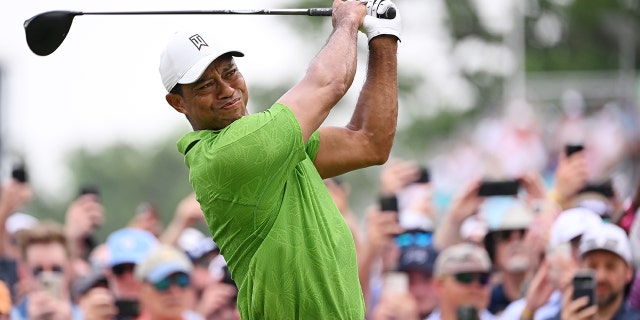 Tiger Woods during the second round of the PGA Championship in Tulsa, Oklahoma.