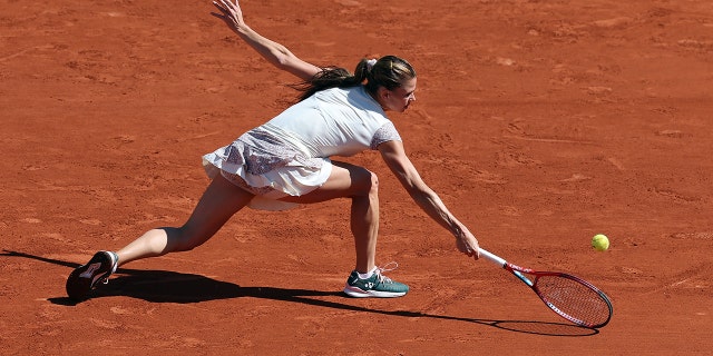 Camila Giorgi of Italy is seen in action against Daria Kasatkina of Russia during day nine of the French Open at Roland Garros on May 30, 2022 in Paris, France.