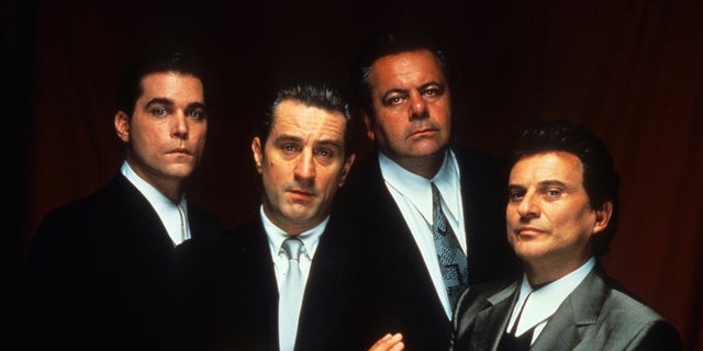 Ray Liotta, Robert De Niro, Paul Sorvino and Joe Pesci for the movie Goodfellas, 1990.  "For as long as I can remember I always wanted to be a gangster" said Liotta as Henry Hill in the film's opening line. 