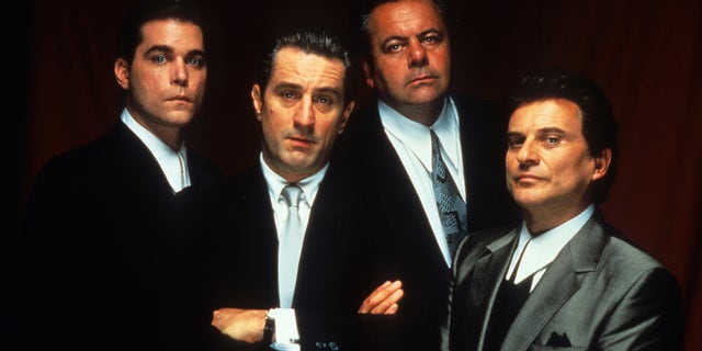 Ray Liotta, Robert De Niro, Paul Sorvino, and Joe Pesci for the film 'Goodfellas', 1990.  "As far back as I can remember, I always wanted to be a gangster," Liotta said as Henry Hill in the opening line of the movie. 