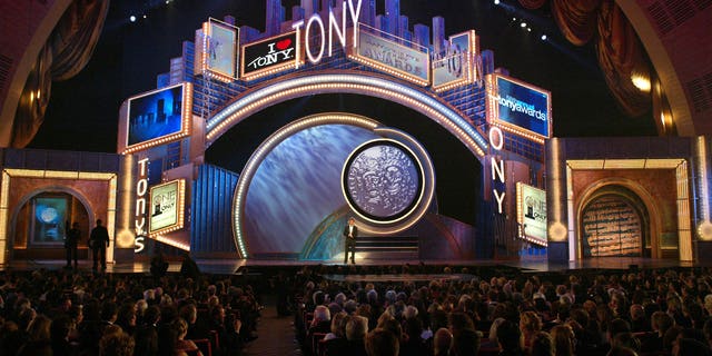 Host Hugh Jackman appears on stage during the "58th Annual Tony Awards" at Radio City Music Hall on June 6, 2004, in New York City.