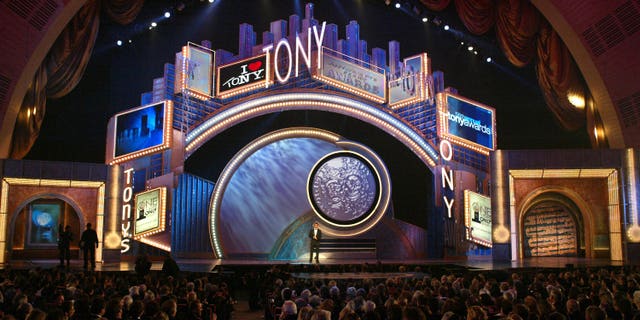 Host Hugh Jackman appears on stage during the "58th Annual Tony Awards" at Radio City Music Hall on June 6, 2004, in New York City.