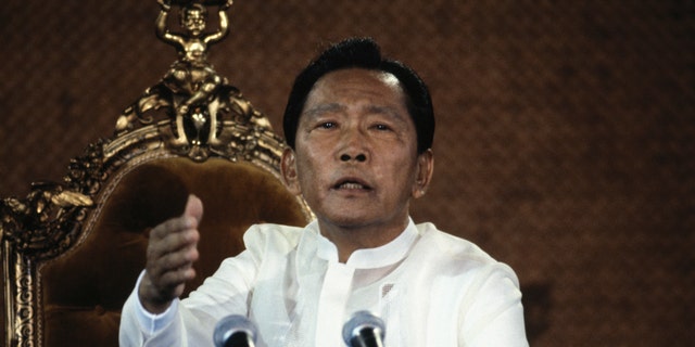 President Ferdinand E. Marcos during a national television interview at Malacanang Palace in Manila.