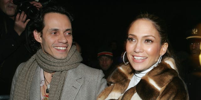 Jennifer Lopez and her husband Marc Anthony leave the Jennifer Lopez Fall 2005 show in New York City.