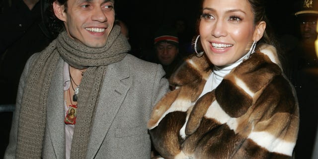 Jennifer Lopez and her husband Marc Anthony leave the Jennifer Lopez Fall 2005 show in New York City.