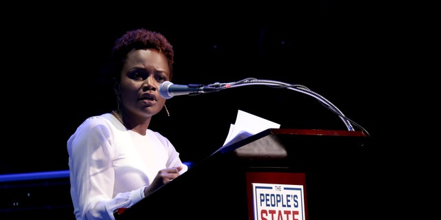 Karine Jean-Pierre speaks onstage at The People's State of the Union at Townhall on January 29, 2018 in New York City. 