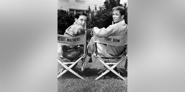 Jerry Mathers and Tony Dow on the set of "Leave It to Beaver."