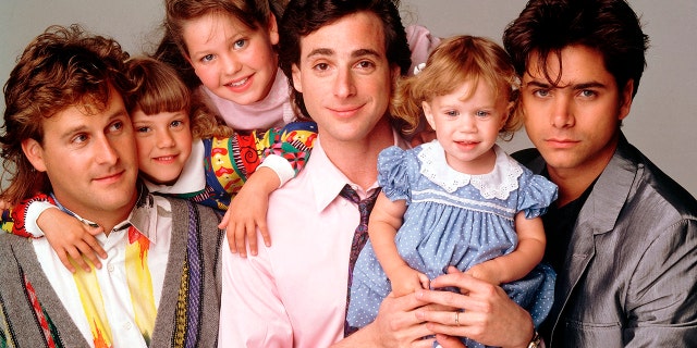 "Full House" ran on ABC for eight years and received a spinoff, "Fuller House," on Netflix. Dave Coulier, Jodie Sweetin, Candace Cameron Bure, Bob Saget, Mary-Kate / Ashley Olsen, and John Stamos starred in Full House; pictured in 1989.