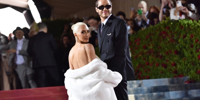 Kim Kardashian and Pete Davidson attend the 2022 Costume Institute Benefit at Metropolitan Museum of Art on May 2, 2022, in New York City.