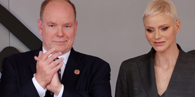Prince Albert and Princess Charlene of Monaco appeared together with their children Saturday.