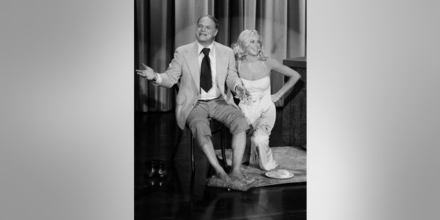 Suzanne Somers with guest host Don Rickles on "The Tonight Show Starring Johnny Carson," circa 1976.