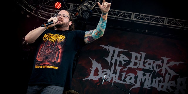 Trevor Strnad of The Black Dahlia Murder at the Heavy Montreal festival at Parc Jean-Drapeau on July 28, 2018, in Canada.