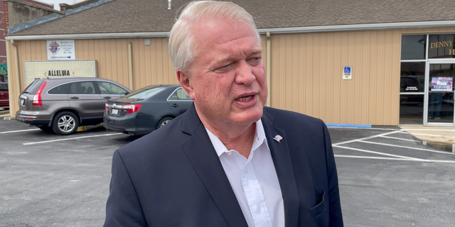Ohio GOP Senate candidate Mike Gibbons speaks with Fox News Digital outside at the Ottowa County Republican Women's Club event in Port Clinton, Ohio. (Tyler Olson / Fox News)