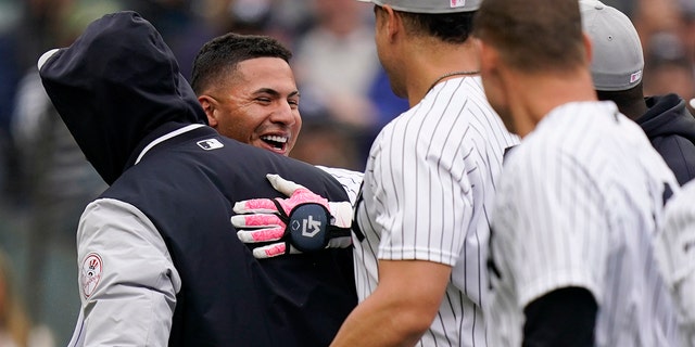 The home run by the Yankees' Gleyber Torres came in the first game of a doubleheader, Sunday, May 8, 2022, in New York.