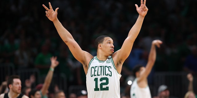 Grant Williams #12 of the Boston Celtics reacts during the fourth quarter in Game Seven of the 2022 NBA Playoffs Eastern Conference Semifinals against the Milwaukee Bucks at TD Garden on May 15, 2022 in Boston, Massachusetts.